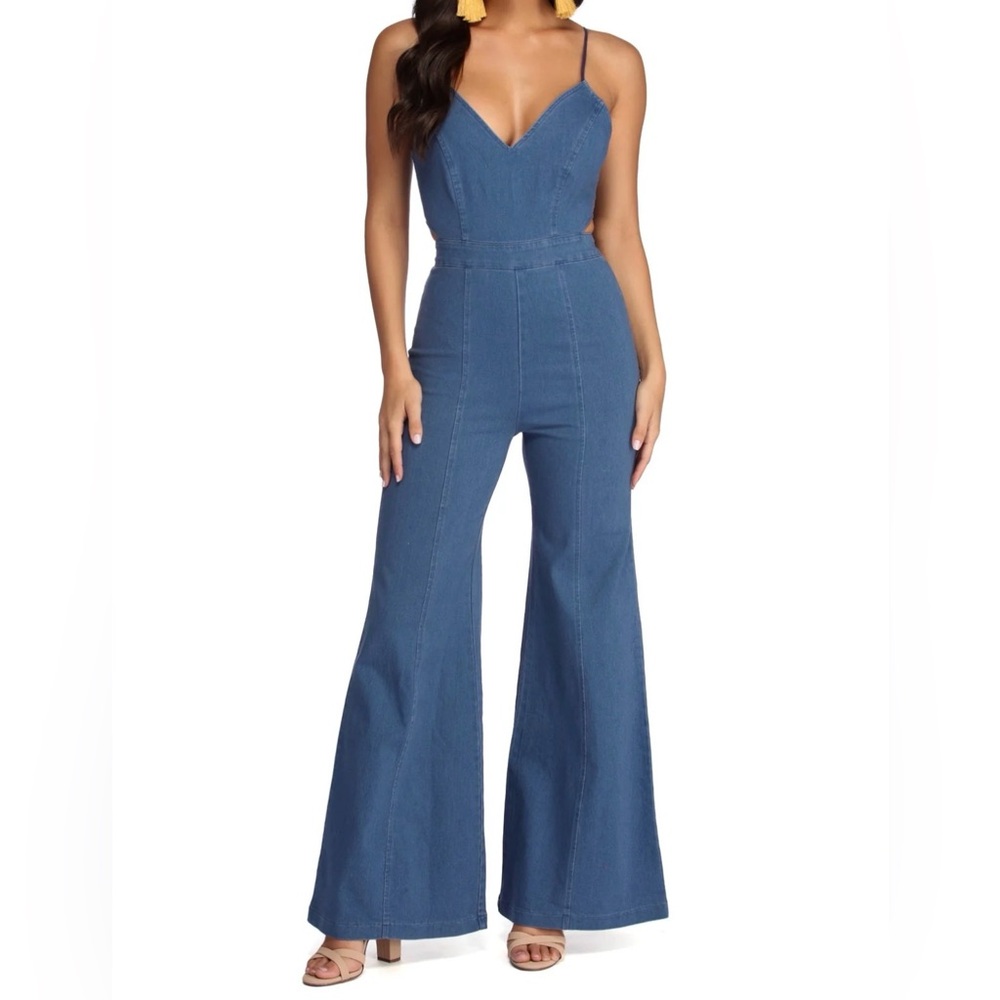 Flying Tomato Boho Babe Denim Jumpsuit